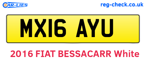 MX16AYU are the vehicle registration plates.