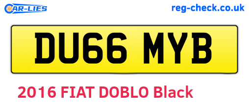 DU66MYB are the vehicle registration plates.