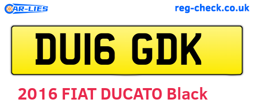 DU16GDK are the vehicle registration plates.