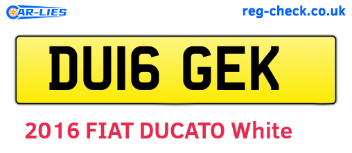 DU16GEK are the vehicle registration plates.