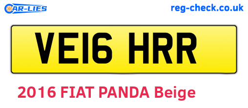 VE16HRR are the vehicle registration plates.