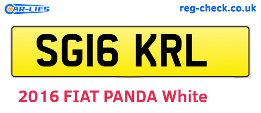 SG16KRL are the vehicle registration plates.