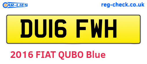 DU16FWH are the vehicle registration plates.