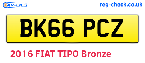 BK66PCZ are the vehicle registration plates.