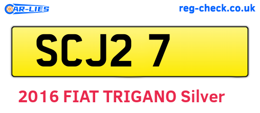 SCJ27 are the vehicle registration plates.