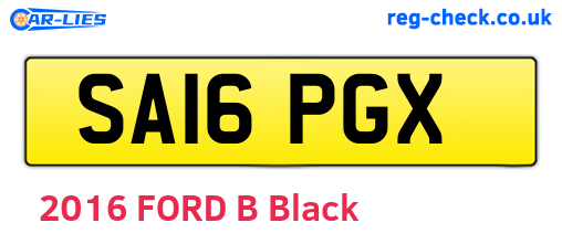 SA16PGX are the vehicle registration plates.
