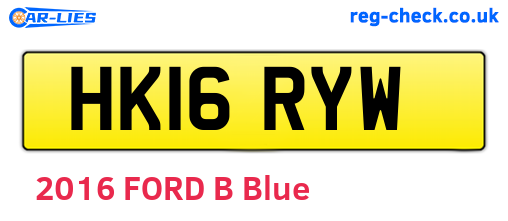 HK16RYW are the vehicle registration plates.