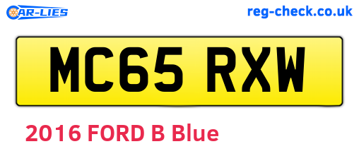 MC65RXW are the vehicle registration plates.