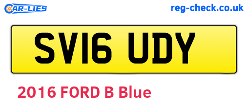 SV16UDY are the vehicle registration plates.