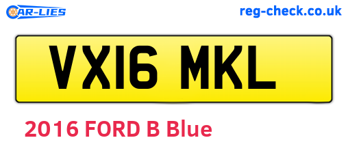 VX16MKL are the vehicle registration plates.