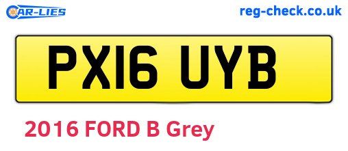 PX16UYB are the vehicle registration plates.