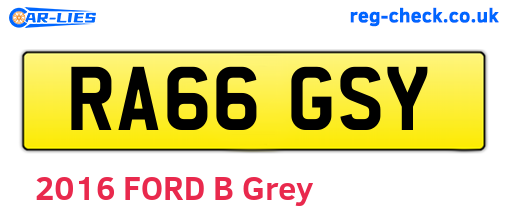 RA66GSY are the vehicle registration plates.