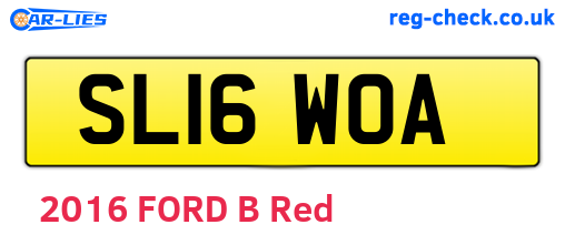 SL16WOA are the vehicle registration plates.