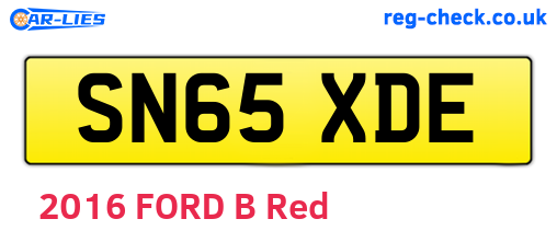 SN65XDE are the vehicle registration plates.