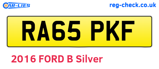 RA65PKF are the vehicle registration plates.
