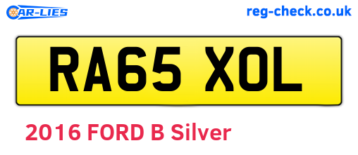 RA65XOL are the vehicle registration plates.