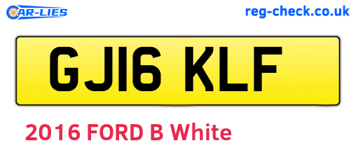 GJ16KLF are the vehicle registration plates.