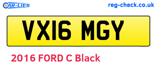 VX16MGY are the vehicle registration plates.