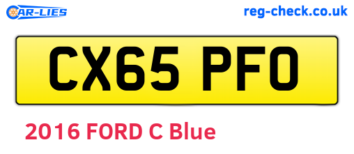 CX65PFO are the vehicle registration plates.