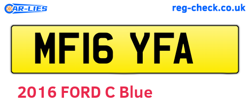 MF16YFA are the vehicle registration plates.
