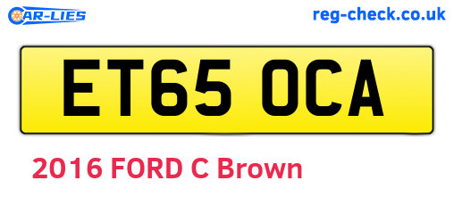 ET65OCA are the vehicle registration plates.