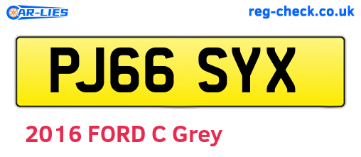 PJ66SYX are the vehicle registration plates.