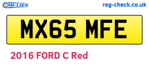 MX65MFE are the vehicle registration plates.