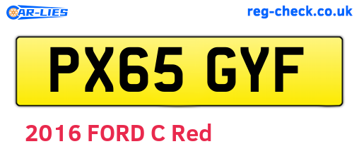 PX65GYF are the vehicle registration plates.