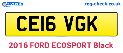 CE16VGK are the vehicle registration plates.
