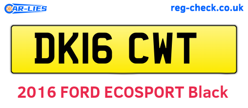 DK16CWT are the vehicle registration plates.
