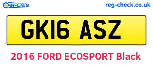 GK16ASZ are the vehicle registration plates.
