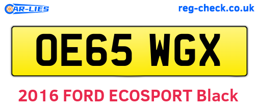 OE65WGX are the vehicle registration plates.