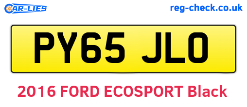 PY65JLO are the vehicle registration plates.