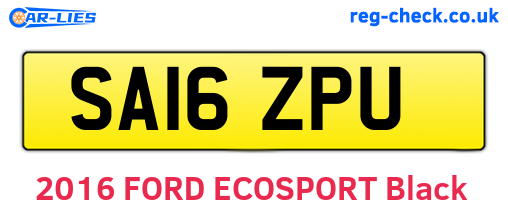 SA16ZPU are the vehicle registration plates.