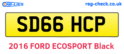 SD66HCP are the vehicle registration plates.