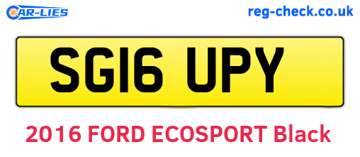 SG16UPY are the vehicle registration plates.