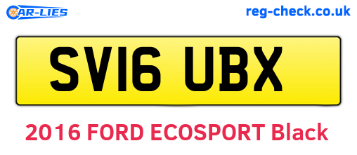 SV16UBX are the vehicle registration plates.