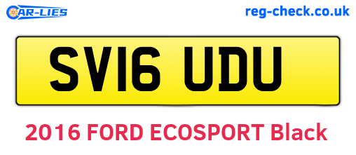 SV16UDU are the vehicle registration plates.
