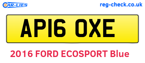 AP16OXE are the vehicle registration plates.