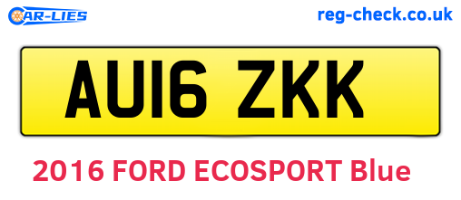 AU16ZKK are the vehicle registration plates.