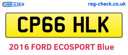 CP66HLK are the vehicle registration plates.