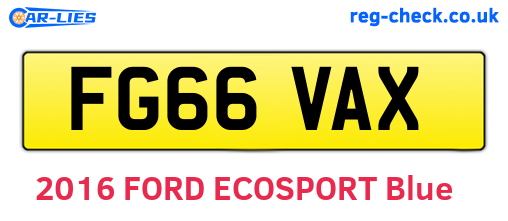 FG66VAX are the vehicle registration plates.
