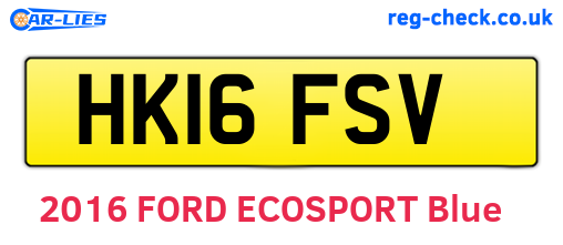 HK16FSV are the vehicle registration plates.