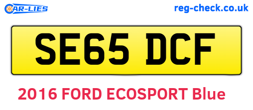 SE65DCF are the vehicle registration plates.