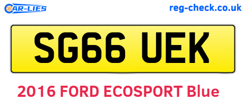 SG66UEK are the vehicle registration plates.
