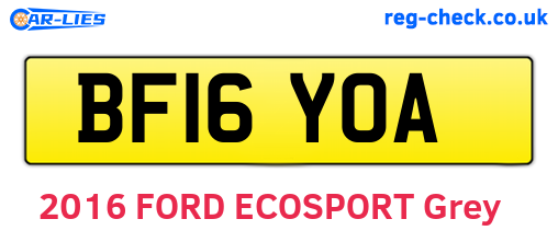 BF16YOA are the vehicle registration plates.