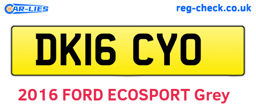 DK16CYO are the vehicle registration plates.