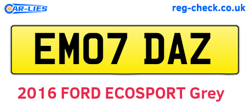 EM07DAZ are the vehicle registration plates.
