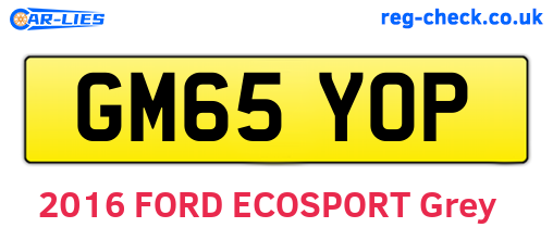 GM65YOP are the vehicle registration plates.