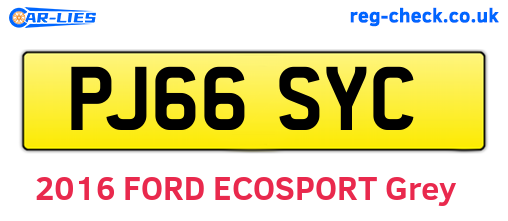 PJ66SYC are the vehicle registration plates.